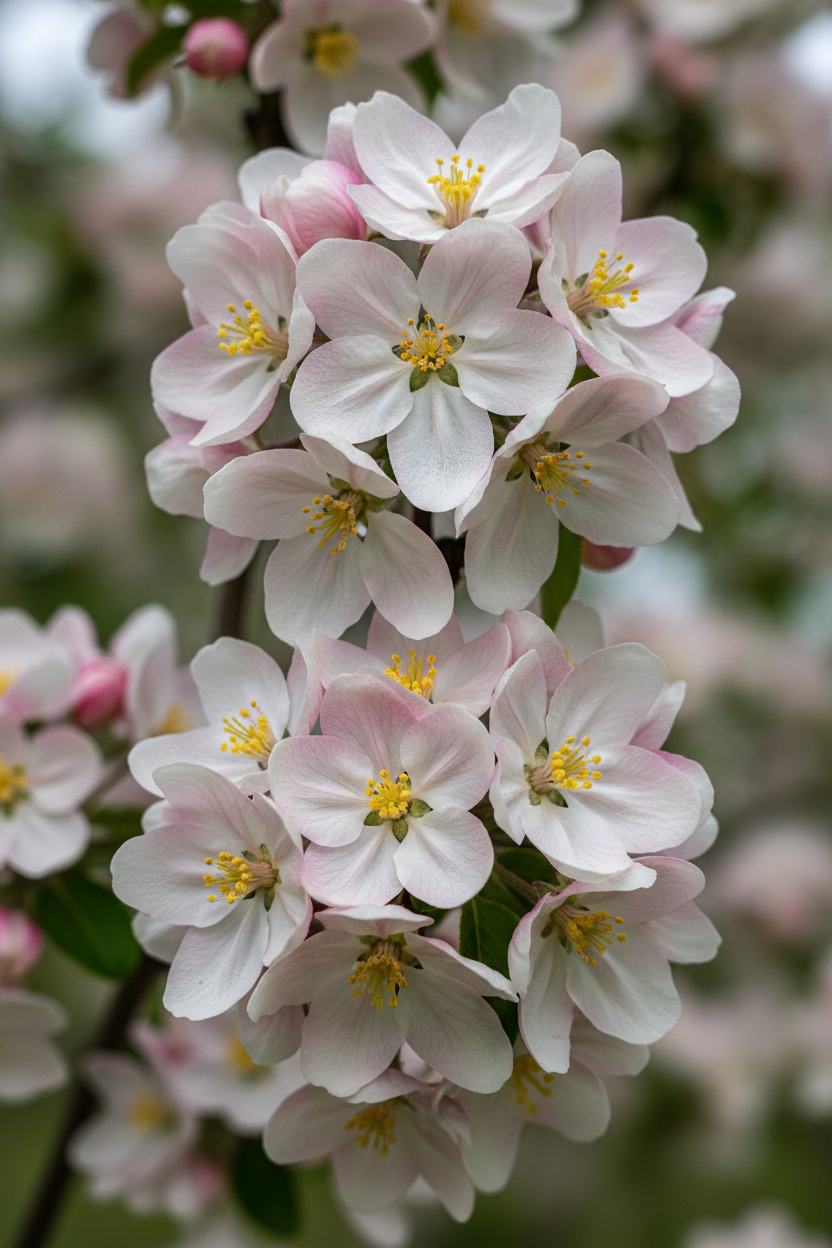 Zierapfel Malus floribunda Blüten Detail Malsch